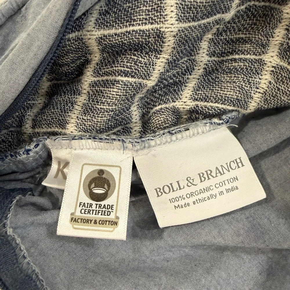 Boll‎ & Branch Heritage Quilted King Sham Blue 100% Organic Cotton | Coastal